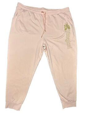 Disneyland pink peach gold castle logo joggers comfy cozy lounge/resort wear 2X
